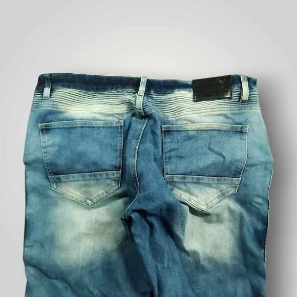 Smoke Rise Jeans Mens 38x34 Slim Straight Cargo Moto Ripped Acid Wash Distressed - Picture 4 of 9
